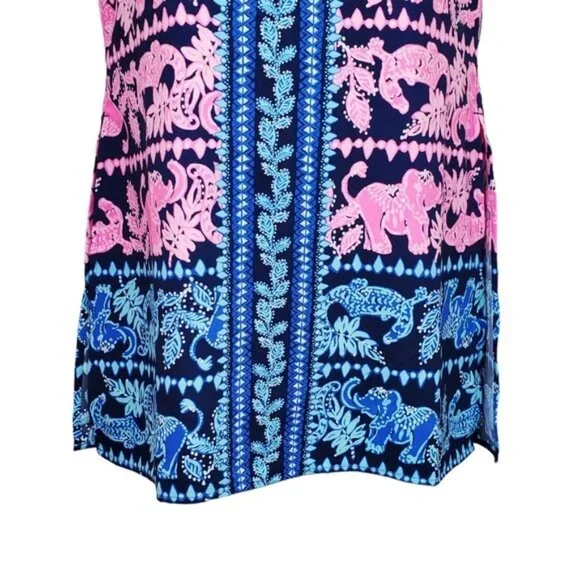 Lilly Pulitzer Womens High Tide Navy Pink Elephant Print Blanca Romper Size 12 - Picture 3 of 9